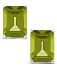 Macy's Peridot (3-3/8 ct. t.w.) Stud Earrings in 14K White Gold