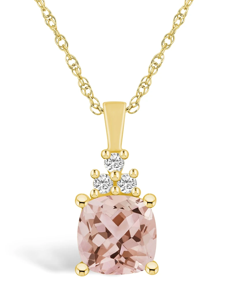 Macy's Morganite (2 Ct. T.w.) and Diamond (1/10 Ct. T.w.) Pendant Necklace in 14K Yellow Gold