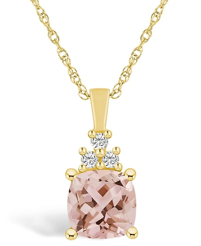 Macy's Morganite (2 Ct. T.w.) and Diamond (1/10 Ct. T.w.) Pendant Necklace in 14K Yellow Gold