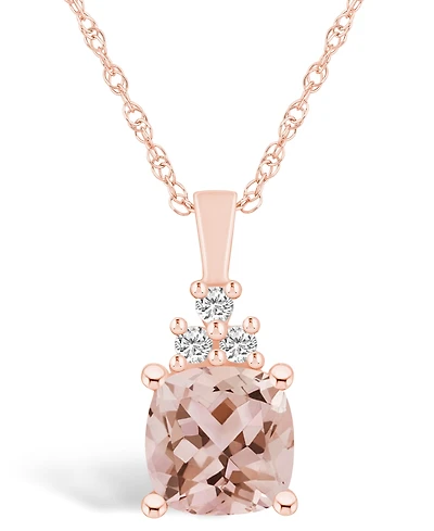 Macy's Morganite (2 Ct. T.w.) and Diamond (1/10 Ct. T.w.) Pendant Necklace in 14K Rose Gold