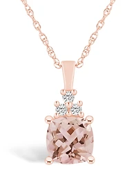 Macy's Morganite (2 Ct. T.w.) and Diamond (1/10 Ct. T.w.) Pendant Necklace in 14K Rose Gold