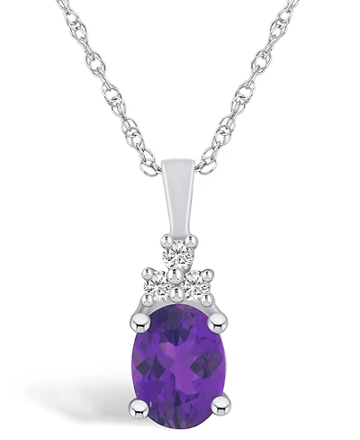 Macy's Amethyst (1-1/5 Ct. T.w.) and Diamond (1/10 Ct. T.w.) Pendant Necklace in 14K White Gold