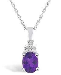 Macy's Amethyst (1-1/5 Ct. T.w.) and Diamond (1/10 Ct. T.w.) Pendant Necklace in 14K White Gold