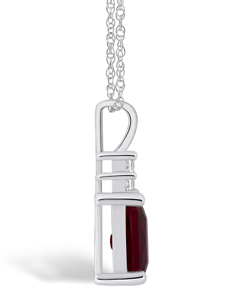 Macy's Garnet (2 Ct. T.w.) and Diamond (1/10 Ct. T.w.) Pendant Necklace in 14K White Gold
