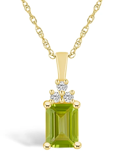 Macy's Peridot (1-3/4 Ct. T.w.) and Diamond (1/10 Ct. T.w.) Pendant Necklace in 14K Yellow Gold