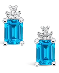 Macy's Topaz (4 ct. t.w.) and Diamond (1/5 ct. t.w.) Stud Earrings in 14K Gold