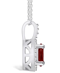 Macy's Garnet (1-1/2 Ct. T.w.) and Diamond (1/4 Ct. T.w.) Halo Pendant Necklace in 14K White Gold