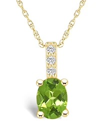 Macy's Peridot (1-1/3 Ct. T.w.) and Diamond Accent Pendant Necklace in 14K Yellow Gold