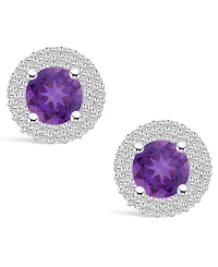 Macy's Amethyst (1-1/2 ct. t.w.) and Diamond (1/2 ct. t.w.) Halo Stud Earrings in 14K Gold