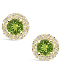 Macy's Peridot (1-7/8 ct. t.w.) and Diamond (1/2 ct. t.w.) Halo Stud Earrings in 14K Yellow Gold