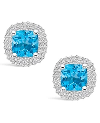 Macy's Topaz (2-1/2 ct. t.w.) and Diamond (3/8 ct. t.w.) Halo Stud Earrings in 14K White Gold