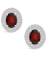 Macy's Garnet (1-7/8 ct. t.w.) and Diamond (1/2 ct. t.w.) Halo Stud Earrings in 14K Gold