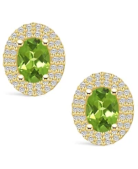 Macy's Peridot (1-3/4 ct. t.w.) and Diamond (1/2 ct. t.w.) Halo Stud Earrings in 14K Yellow Gold