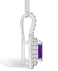Macy's Amethyst (1-1/5 Ct. T.w.) and Diamond (1/2 Ct. T.w.) Halo Pendant Necklace in 14K White Gold