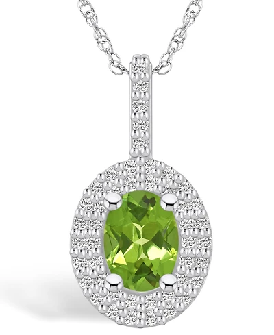 Macy's Peridot (1-1/3 Ct. T.w.) and Diamond (1/2 Ct. T.w.) Halo Pendant Necklace in 14K Gold
