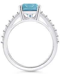 Macy's Aquamarine (2 Ct. T.w.) and Diamond (1/3 Ring 14K White Gold