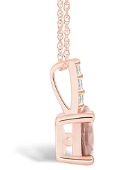 Macy's Morganite (3/4 Ct. T.w.) and Diamond Accent Pendant Necklace in 14K Rose Gold