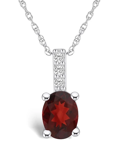 Macy's Garnet (1-1/2 Ct. T.w.) and Diamond Accent Pendant Necklace in 14K Gold