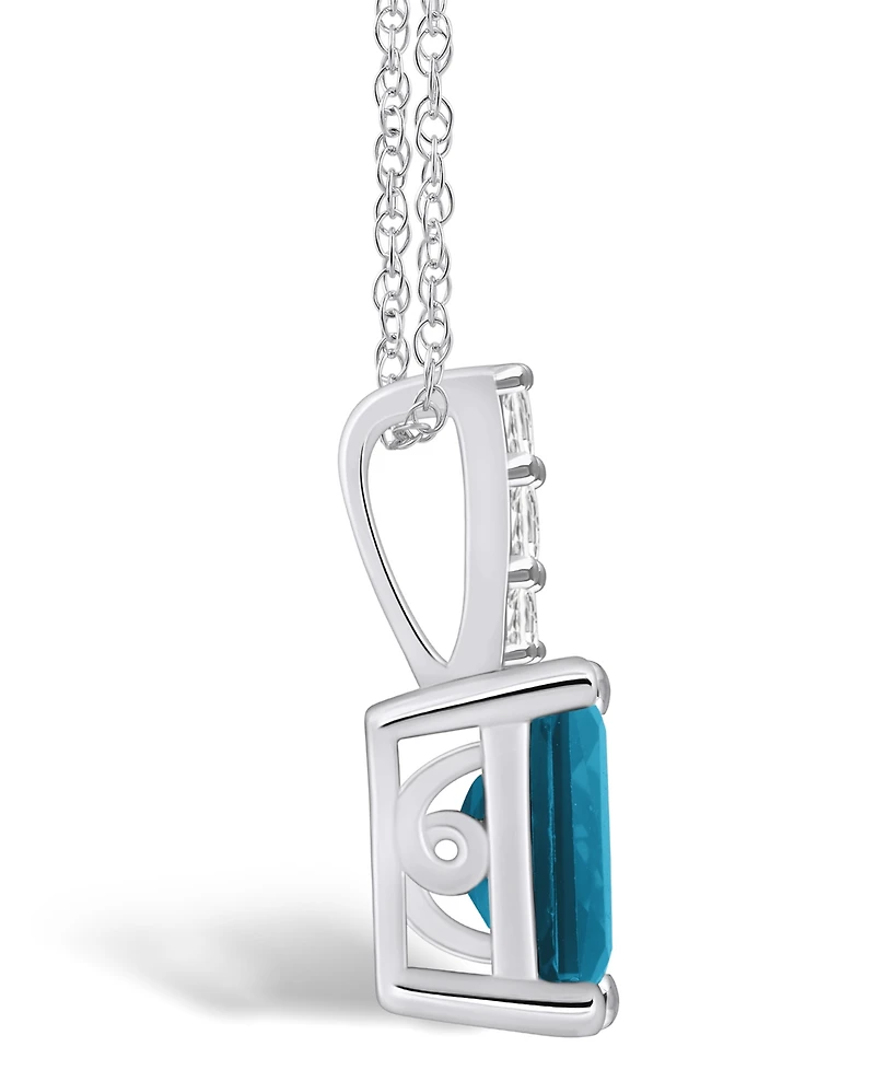 Macy's London Blue Topaz (2 Ct. T.w.) and Diamond Accent Pendant Necklace in 14K Gold