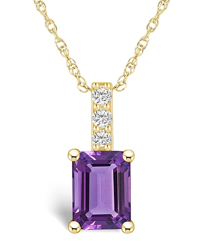 Macy's Amethyst (1-5/8 Ct. T.w.) and Diamond Accent Pendant Necklace in 14K Yellow Gold