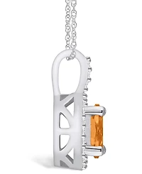 Macy's Citrine (1-1/5 Ct. T.w.) and Diamond (1/4 Ct. T.w.) Halo Pendant Necklace in 14K White Gold