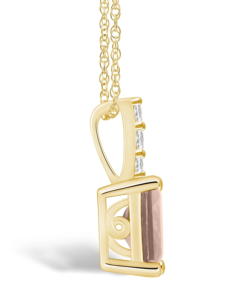 Macy's Morganite (1-3/8 Ct. T.w.) and Diamond Accent Pendant Necklace in 14K Yellow Gold