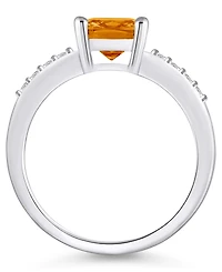 Macy's Citrine and Diamond Ring (2 ct.t.w 1/8 ct.t.w) 14K White Gold