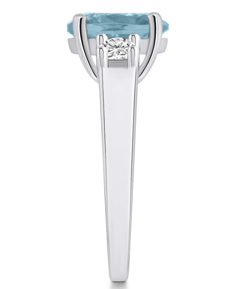 Macy's Aquamarine and Diamond Ring (2-1/2 ct.t.w 1/3 ct.t.w) 14K White Gold