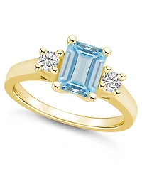 Macy's Aquamarine and Diamond Ring (1-3/8 ct.t.w 1/4 ct.t.w) 14K Yellow Gold