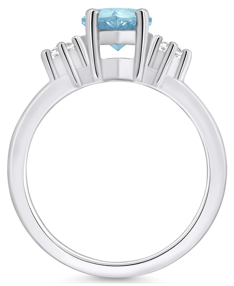Macy's Aquamarine and Diamond Ring (1-5/8 ct.t.w 1/10 ct.t.w) 14K Gold