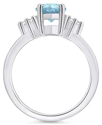Macy's Aquamarine and Diamond Ring (1-5/8 ct.t.w 1/10 ct.t.w) 14K Gold