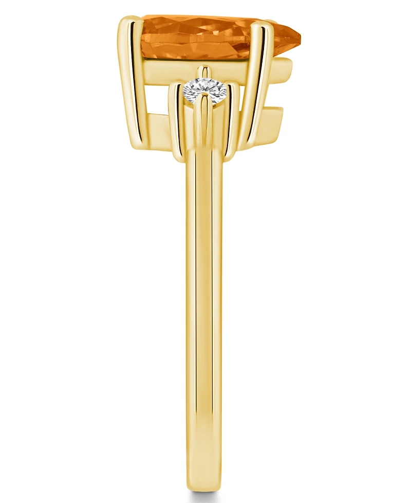 Macy's Citrine and Diamond Ring (1-3/4 ct.t.w 1/10 ct.t.w) 14K Yellow Gold