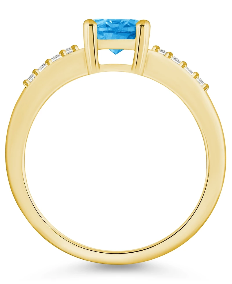 Macy's Blue Topaz and Diamond Ring (1- 5/8 ct.t.w 1/8 ct.t.w) 14K Yellow Gold
