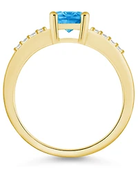 Macy's Blue Topaz and Diamond Ring (1- 5/8 ct.t.w 1/8 ct.t.w) 14K Yellow Gold