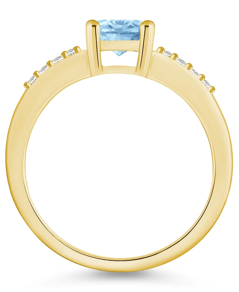 Macy's Aquamarine and Diamond Ring (1- 1/7 ct.t.w 1/8 ct.t.w) 14K Yellow Gold