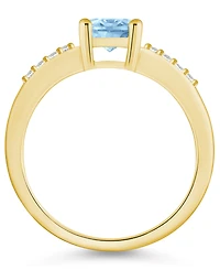 Macy's Aquamarine and Diamond Ring (1- 1/7 ct.t.w 1/8 ct.t.w) 14K Yellow Gold