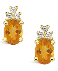 Macy's Citrine (2-3/8 ct. t.w.) and Diamond (1/5 ct. t.w.) Stud Earrings in 14K Yellow Gold