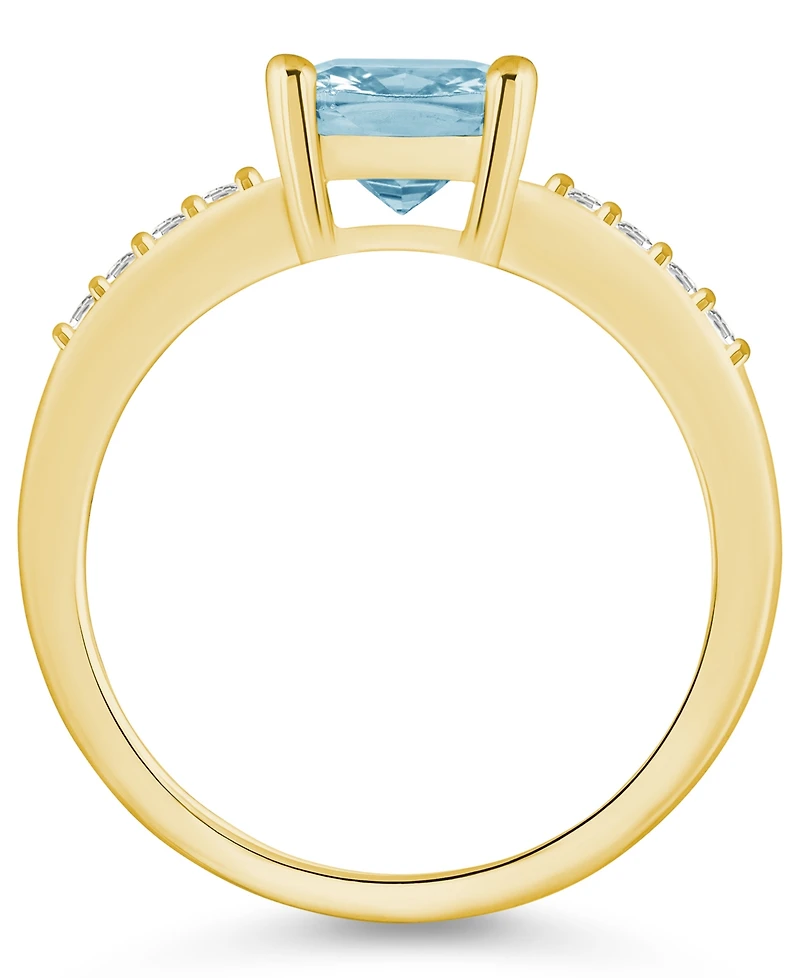 Macy's Aquamarine and Diamond Ring (2 ct.t.w 1/8 ct.t.w) 14K Yellow Gold