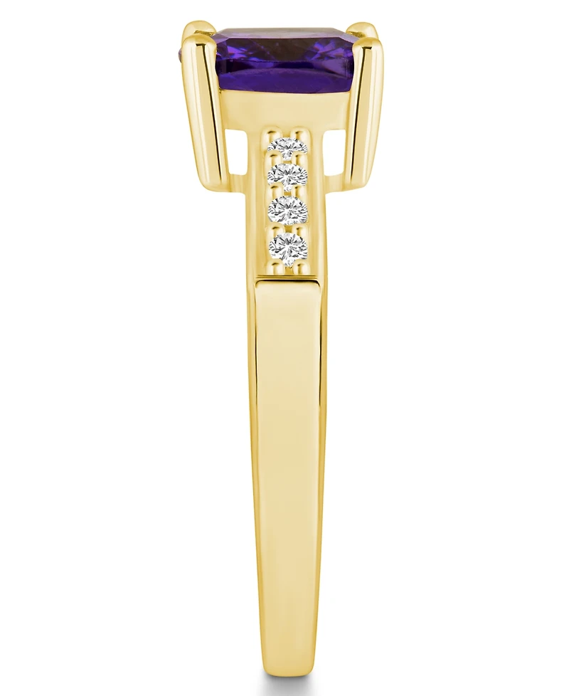 Macy's Amethyst and Diamond Ring (2 ct.t.w 1/8 ct.t.w) 14K Yellow Gold
