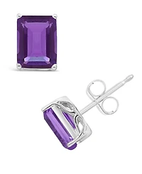 Macy's Amethyst (3-1/5 ct. t.w.) Stud Earrings in 14K White Gold