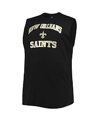 Men's Black New Orleans Saints Big and Tall Muscle Tank Top