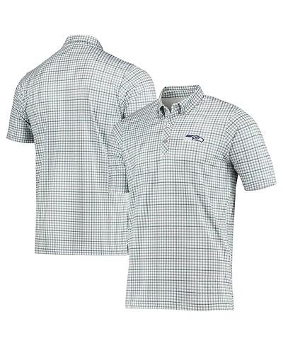 Men's Antigua Gray, Navy Seattle Seahawks Deliver Button-Down Polo Shirt