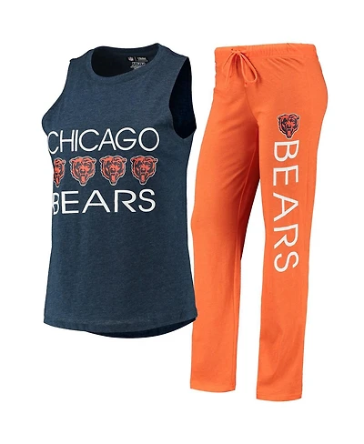 Women's Concepts Sport Orange, Navy Chicago Bears Muscle Tank Top and Pants Sleep Set