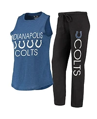 Women's Concepts Sport Black, Royal Indianapolis Colts Muscle Tank Top and Pants Sleep Set