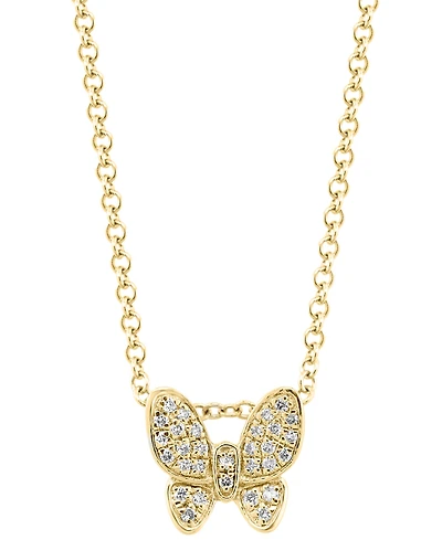 Effy Diamond Pave Butterfly 18" Pendant Necklace (1/10 ct. t.w.) in 14k Gold-Plated Sterling Silver
