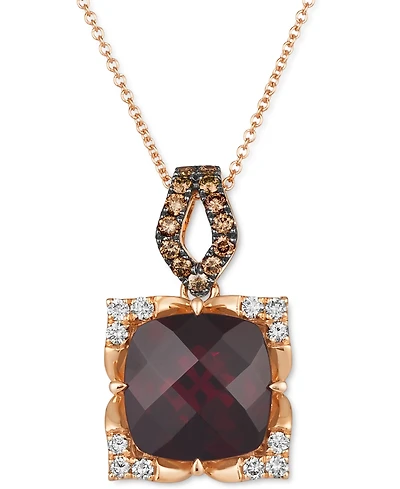Le Vian Pomegranate Garnet (5-1/4 ct. t.w.) & Diamond (5/8 ct. t.w.) Adjustable 20" Pendant Necklace in 14k Rose Gold