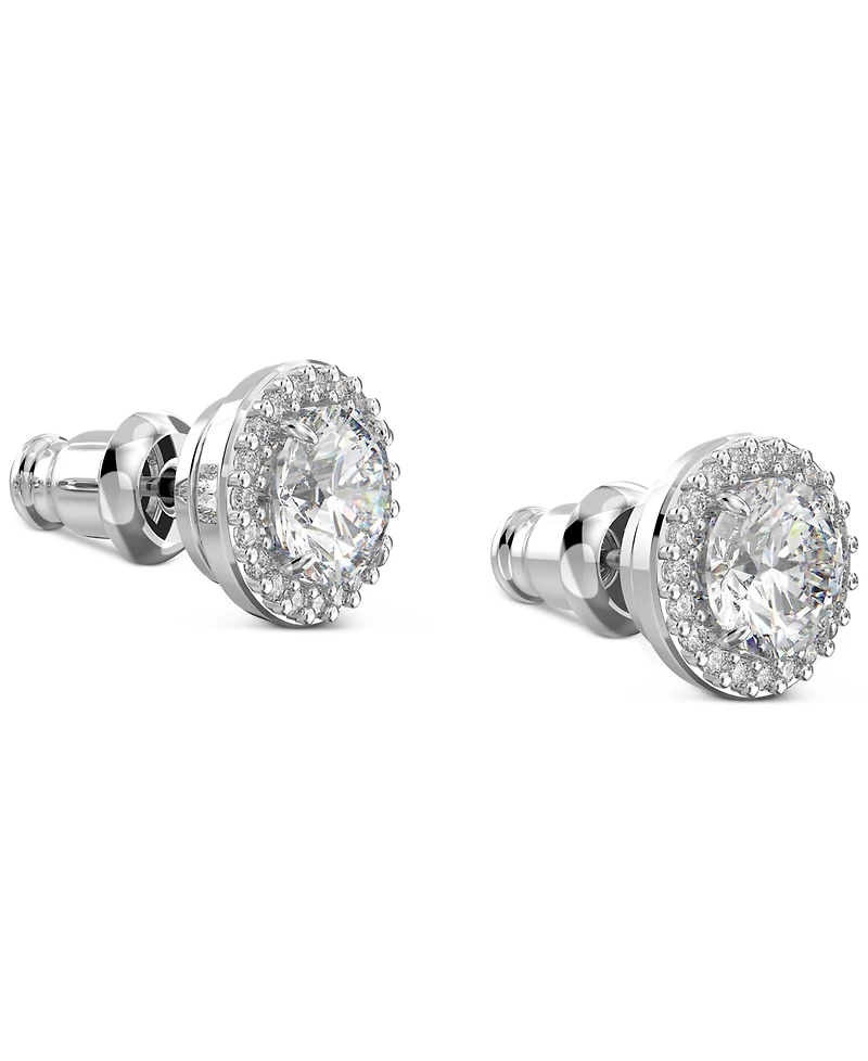 Swarovski Silver-Tone Constella Pave Button Earrings