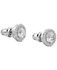 Swarovski Silver-Tone Constella Pave Button Earrings