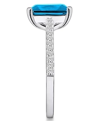 Macy's Blue Topaz (4-1/4 ct. t.w.) and Diamond (1/4 Ring 14K White Gold
