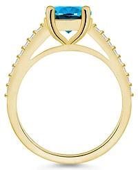 Macy's Blue Topaz (3-5/8 ct. t.w.) and Diamond (1/4 Ring 14K Yellow Gold